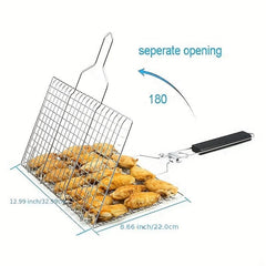 Large Capacity Stainless Steel BBQ Mesh Basket for Outdoor Cooking