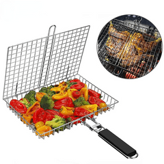 Large Capacity Stainless Steel BBQ Mesh Basket for Outdoor Cooking