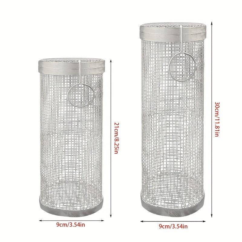 Stainless Steel Rolling BBQ Basket Portable Outdoor Camping Grill