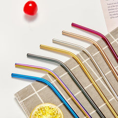 4pcs Stainless Steel Straw with Brush - Portable & Ideal for Coffee Milk Tea