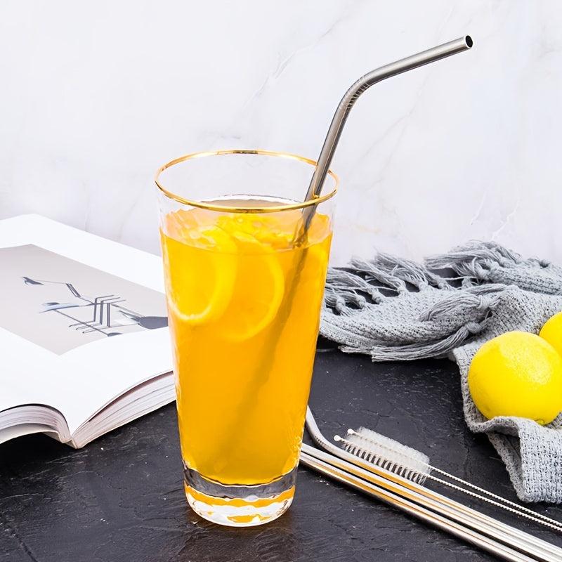 4pcs Stainless Steel Straw with Brush - Portable & Ideal for Coffee Milk Tea