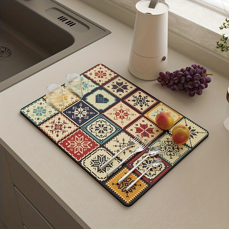 1pc Dish Drying Pad Bathroom Kitchen Drain Mat Diatom Mud Faucet Absorbent Mat