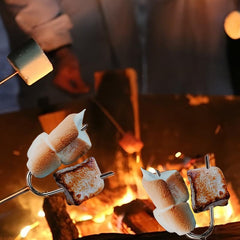 10pcs Roasting Sticks and Fork Set with Silicone Brush and Blow Fire Tube