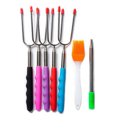 10pcs Roasting Sticks and Fork Set with Silicone Brush and Blow Fire Tube