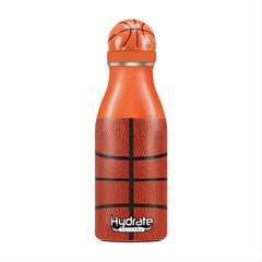 Stainless Steel Insulated Sports Bottle w/ Basketball Texture - Outdoor & Sports
