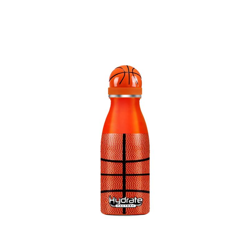 Stainless Steel Insulated Sports Bottle w/ Basketball Texture - Outdoor & Sports