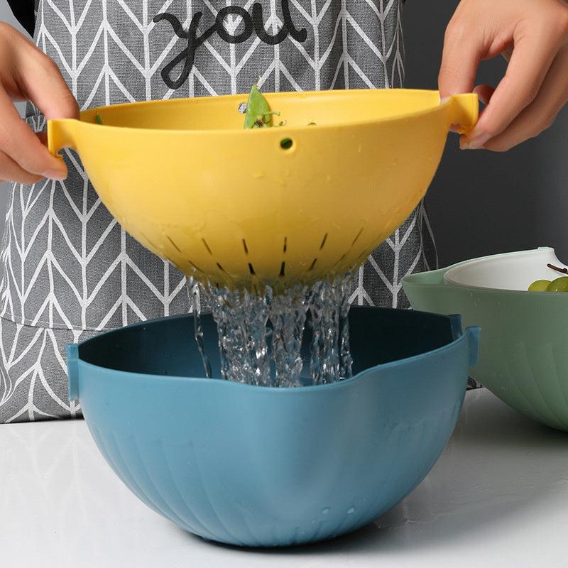 1pc Double Layer Drainage Basket Fruit And Vegetable Storage Basket