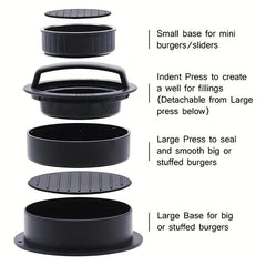 3 in 1 Burger Press Aluminum Patty Maker Non Stick BBQ Kitchen Meat Press