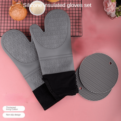 Set of 4 Silicone Oven Mitts & Pot Holders Extra Long Heat Resistant Gloves