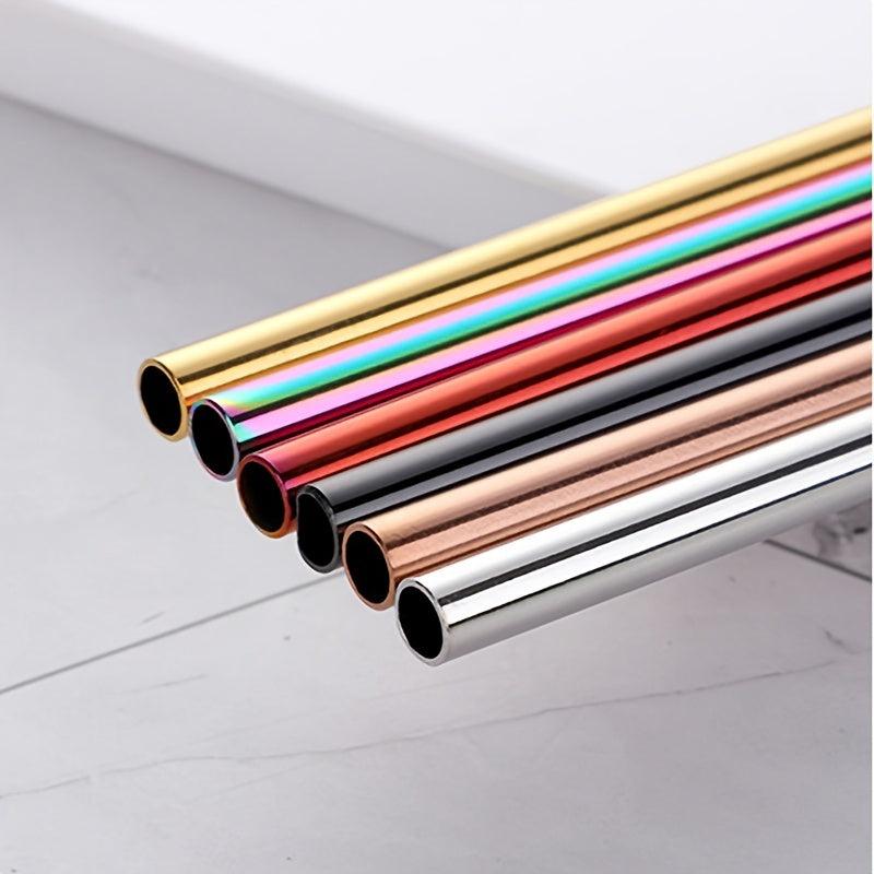 4pcs Stainless Steel Straws for Coffee, Milk Tea - 2 Straight, 2 Bent with Brush