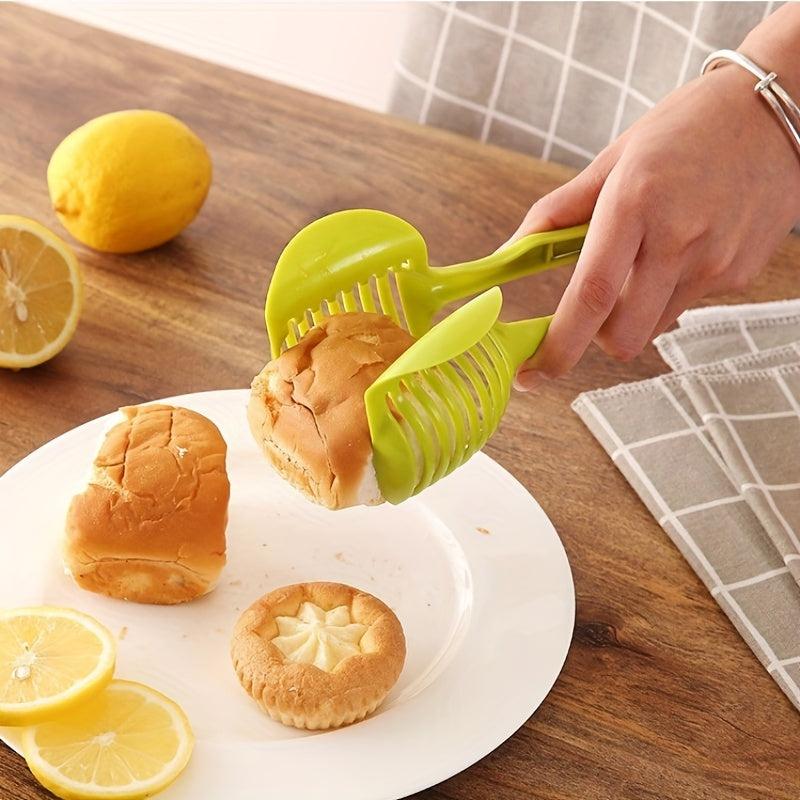 1pc Tomato Slicer Tool Lemon Cutter Holder Round Fruit Tongs