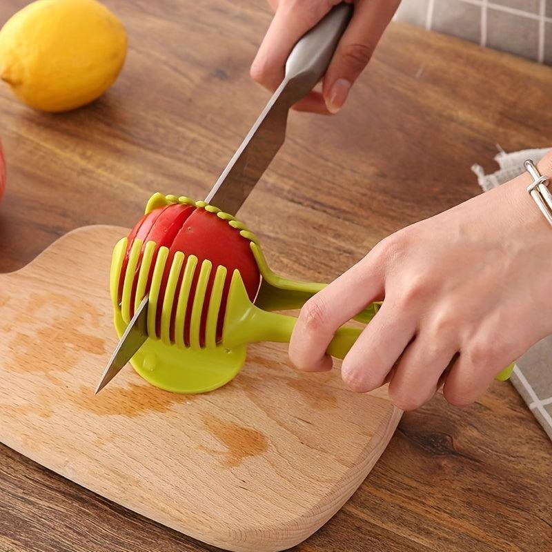 1pc Tomato Slicer Tool Lemon Cutter Holder Round Fruit Tongs