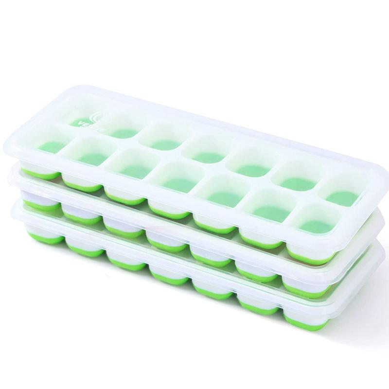 VEHHE Silicone Ice Cube Trays with Lid - 3 Pack