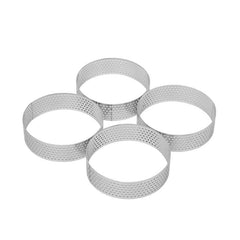 4pcs Perforated Tart Rings Set, Stainless Steel Cake Ring Mouss