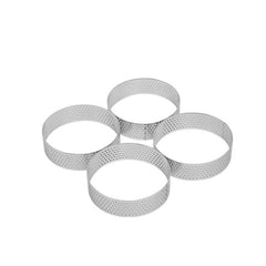 4pcs Perforated Tart Rings Set, Stainless Steel Cake Ring Mouss