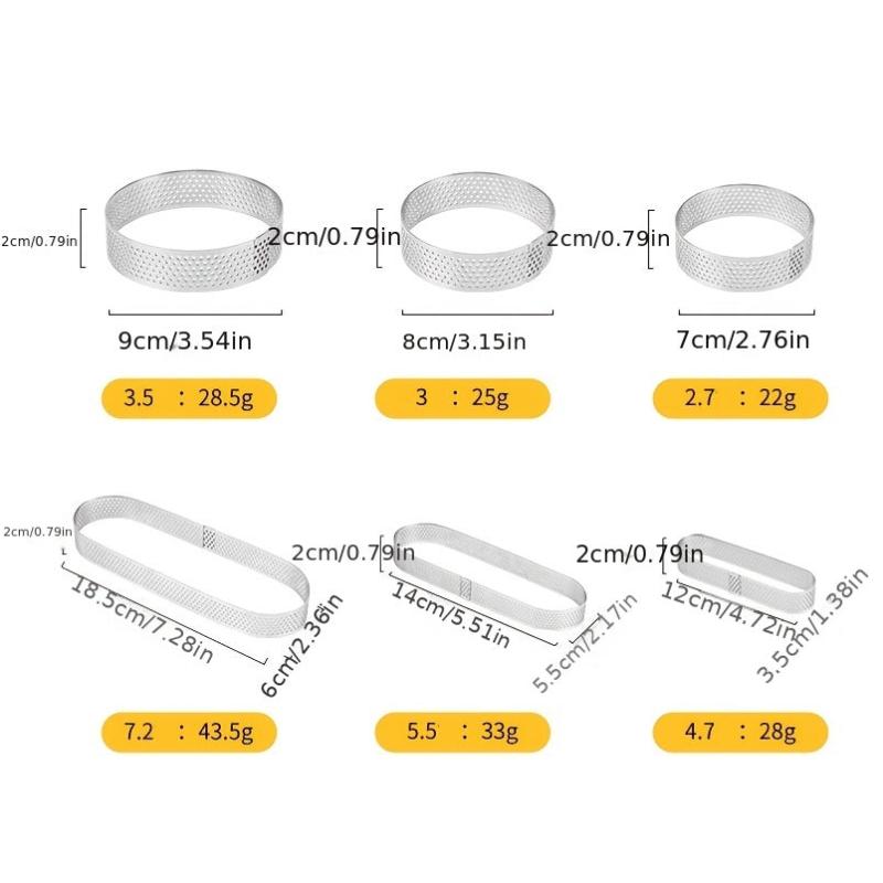 4pcs Perforated Tart Rings Set, Stainless Steel Cake Ring Mouss