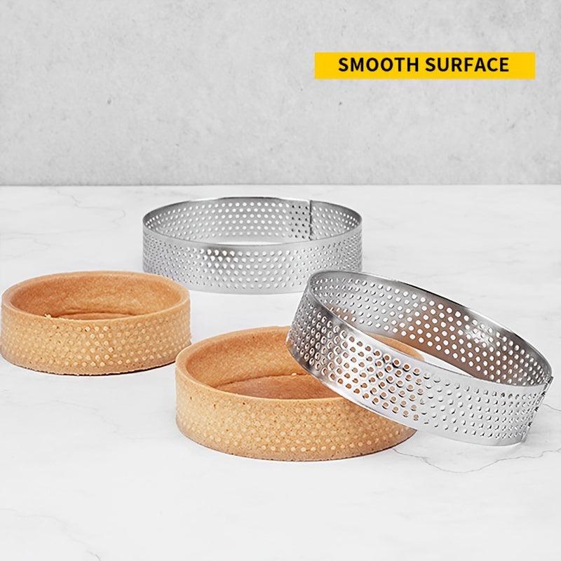 4pcs Perforated Tart Rings Set, Stainless Steel Cake Ring Mouss