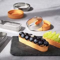 4pcs Perforated Tart Rings Set, Stainless Steel Cake Ring Mouss