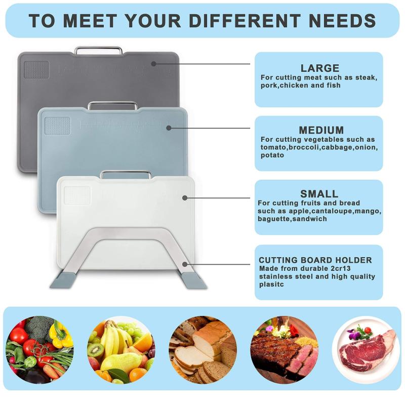 3pcs Multifunctional Cutting Board Set with Scale and Holder