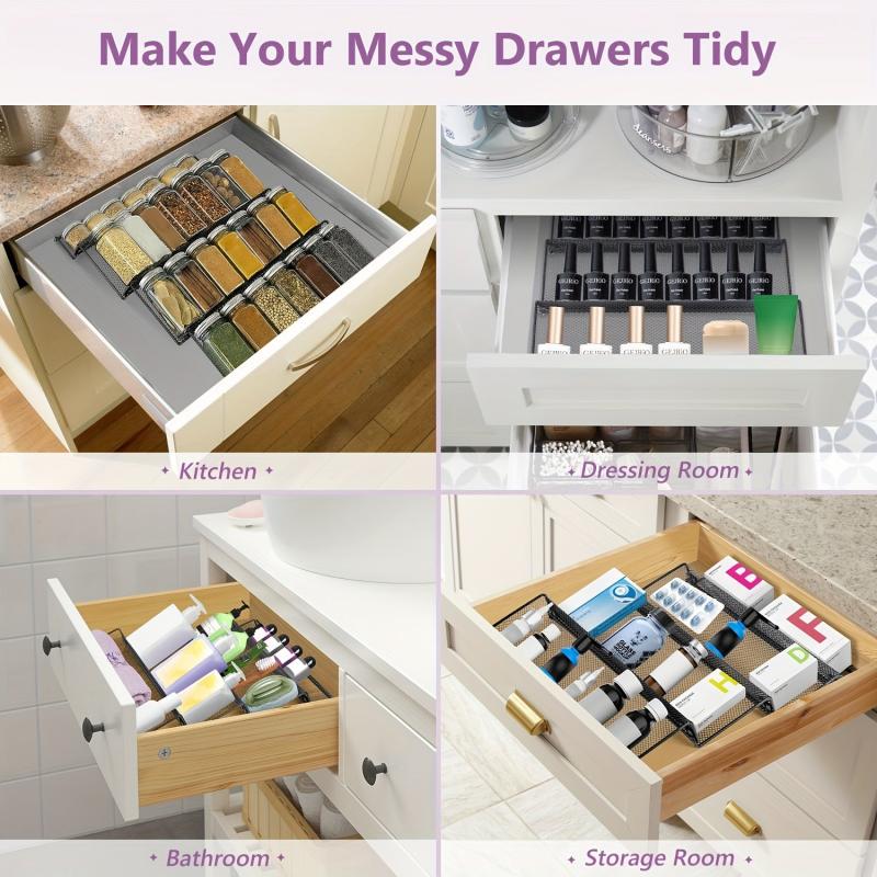 Spice Drawer Organizer Set 24 Jars Tray Rack Seasoning Jars Insert