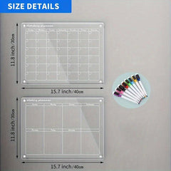 2 Sets Dry Erase Fridge Magnetic Calendar - Acrylic Magnetic Monthly/Weekly