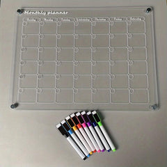 2 Sets Dry Erase Fridge Magnetic Calendar - Acrylic Magnetic Monthly/Weekly