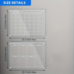 2 Sets Dry Erase Fridge Magnetic Calendar - Acrylic Magnetic Monthly/Weekly