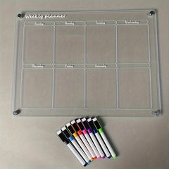 2 Sets Dry Erase Fridge Magnetic Calendar - Acrylic Magnetic Monthly/Weekly