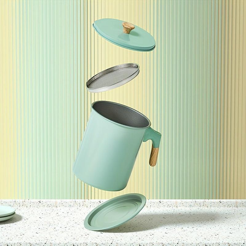 Stainless Steel Residue Filter Oiler Pot with Lid for Home Use