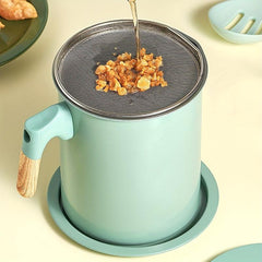Stainless Steel Residue Filter Oiler Pot with Lid for Home Use