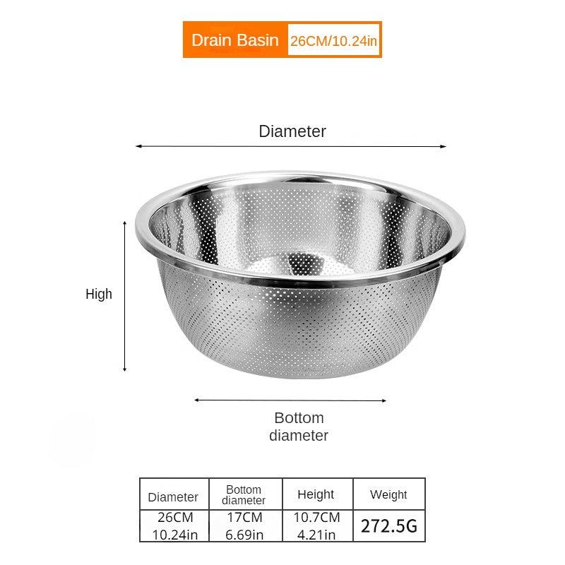 Stainless Steel Drain Basket Vegetable Washing Basin