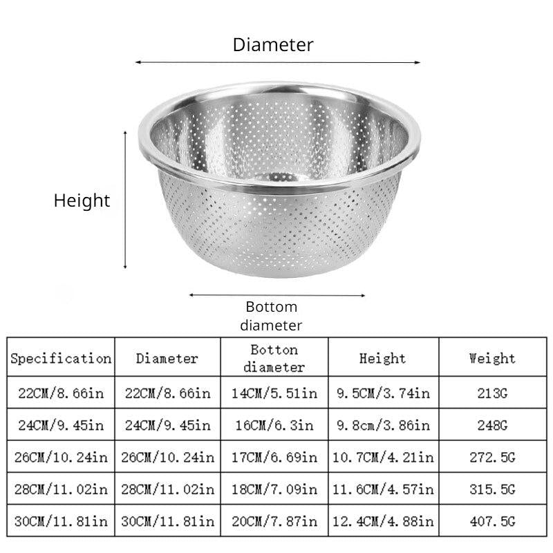 Stainless Steel Drain Basket Vegetable Washing Basin