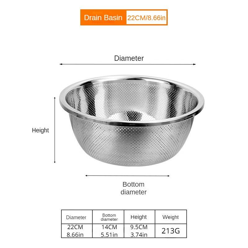 Stainless Steel Drain Basket Vegetable Washing Basin
