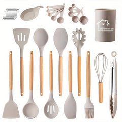 33pcs Wooden Handle Silicone Kitchenware Set for Cooking