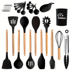 33pcs Wooden Handle Silicone Kitchenware Set for Cooking