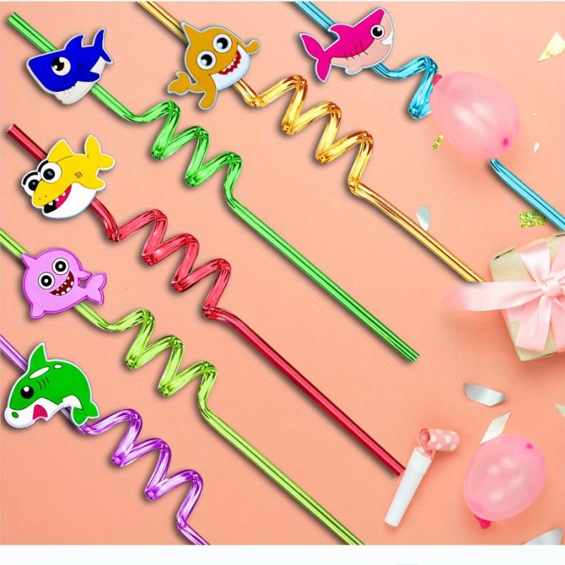 6pcs Straw Shark Straw With Brush Reusable Straw For Milk Water