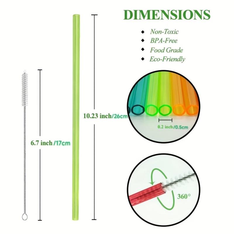 6pcs Straw Shark Straw With Brush Reusable Straw For Milk Water