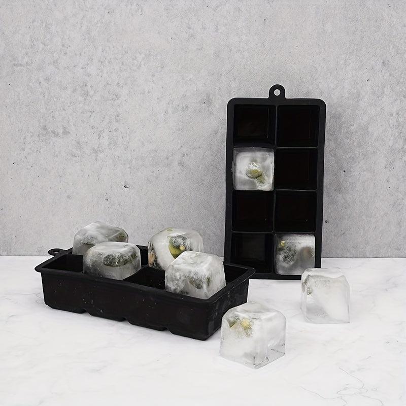 1pc Silicone Ice Tray with Lid for 8 Giant Ice Cubes, Whiskey Cocktails