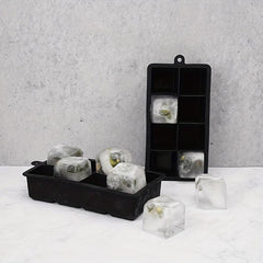 1pc Silicone Ice Tray with Lid for 8 Giant Ice Cubes, Whiskey Cocktails