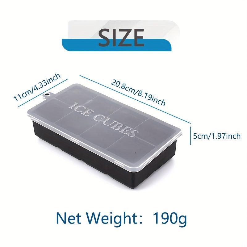 1pc Silicone Ice Tray with Lid for 8 Giant Ice Cubes, Whiskey Cocktails