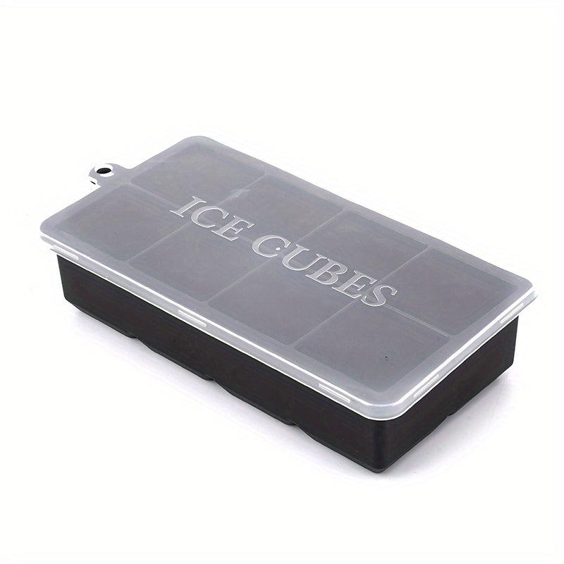1pc Silicone Ice Tray with Lid for 8 Giant Ice Cubes, Whiskey Cocktails