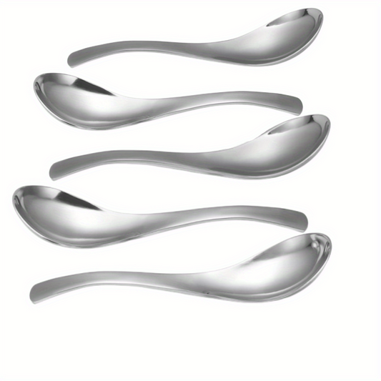 6pcs Heavy Stainless Steel Soup Spoons, Household Table & Dessert Spoons