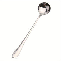 10pcs Coffee Spoon Ice Spoon Stainless Steel Round Spoon Long Handle