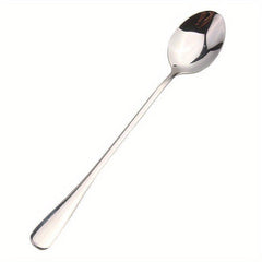 10pcs Coffee Spoon Ice Spoon Stainless Steel Round Spoon Long Handle