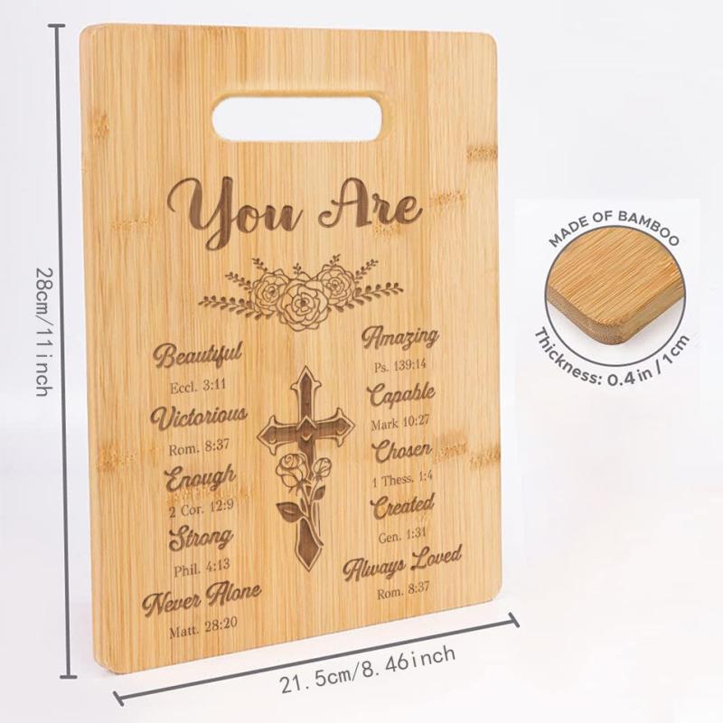 Religious Engraved Bamboo Cutting Board for Women - Christian Gift