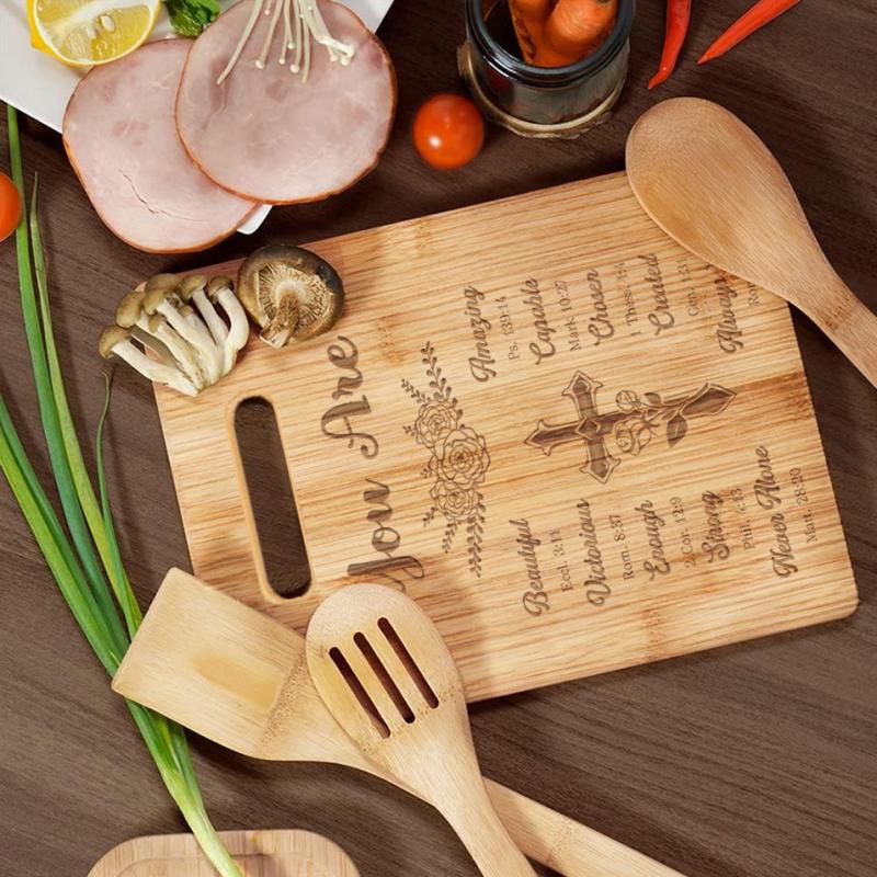 Religious Engraved Bamboo Cutting Board for Women - Christian Gift
