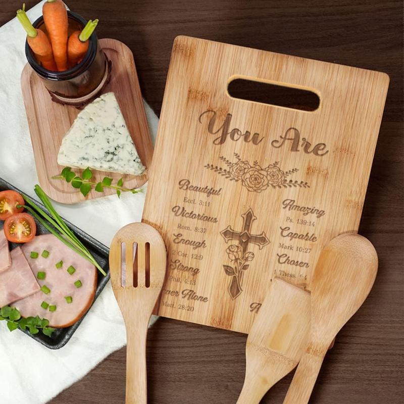 Religious Engraved Bamboo Cutting Board for Women - Christian Gift