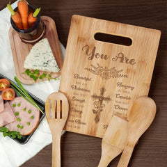 Religious Engraved Bamboo Cutting Board for Women - Christian Gift