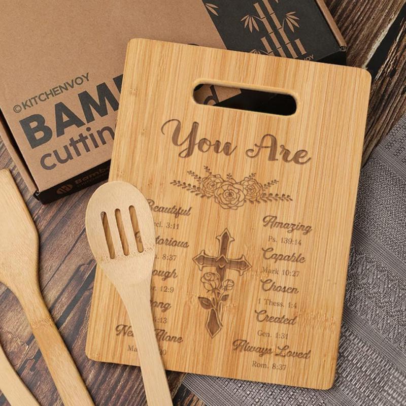 Religious Engraved Bamboo Cutting Board for Women - Christian Gift