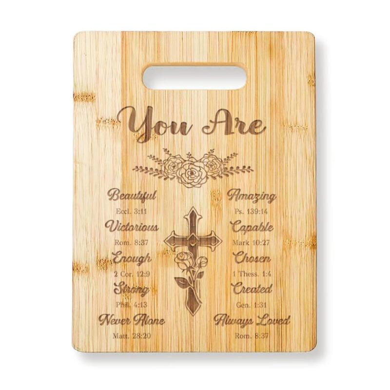Religious Engraved Bamboo Cutting Board for Women - Christian Gift